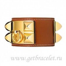Гривна Hermes Collier de Chien кафява със злато