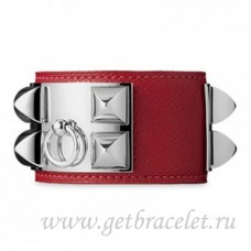 Гривна Hermes Collier de Chien червена със сребро