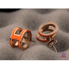 Обеци Hermes Pop H Orange в розово злато