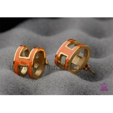 Обеци Hermes Pop H Orange в жълто злато