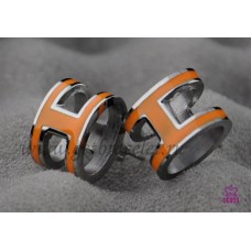Обеци Hermes Pop H Orange в бяло злато