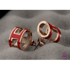 Обеци Hermes Pop H Red в розово злато