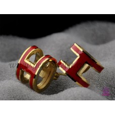 Обеци Hermes Pop H Red в жълто злато