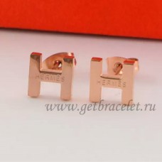 Обеци Hermes H в розово злато