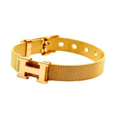 Златна гривна с регулируема лента Hermes H Logo