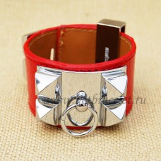 Гривна Hermes Collier de Chien, червено-сребърно, червено-сребърно