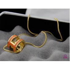 Колие Hermes 3D Pop „H“ с лого на змийска кост в оранжево злато
