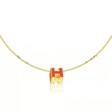 Колие Hermes Cage dH Orange в лакирано жълто злато