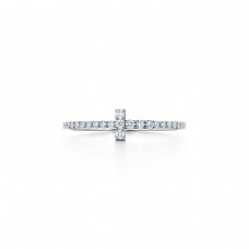 Дамски пръстен Tiffany T 925 с кръст и изцяло диаманти