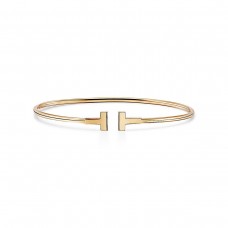Гривна Tiffany Co. Double T Ringent от тел, сребристо/жълто злато/розово злато