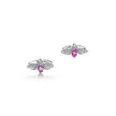 Дамски обеци Tiffany Co. Хартиено цвете, сребро 925, диаманти, лилаво/син кристал