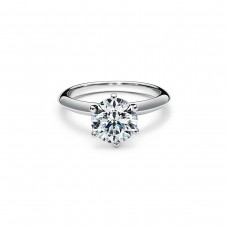 Годежен пръстен Tiffany Setting от бяло злато, дамски пръстен Dimonda, сватбен пръстен от платина