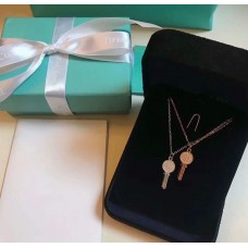 Висулка Tiffany Keys с кръгъл ключ и паважни диаманти, дамски, Mordern Keys, розов/сребърен цвят