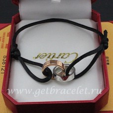 Гривна Cartier Love Розово злато Бяло злато Черен шнур