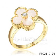 Пръстен Van Cleef Alhambra от жълто злато с бял седеф