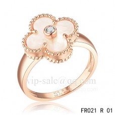 Пръстен Van Cleef Alhambra от розово злато с бял седеф