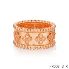 Пръстен Van Cleef Arpels Clover в розово с кръгли диаманти