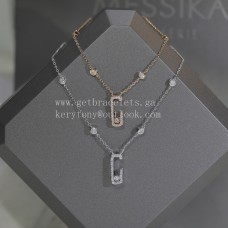 Колие Messika за късмет с диаманти Pave от розово и бяло злато Колие Messika за късмет с диаманти Pave от розово и бяло злато