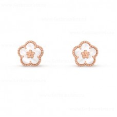 Обеци Van Cleef Arpels Lucky, дълги, цвят на слива, розово злато, седеф