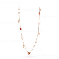 Дълго колие Van Cleef Arpels Lucky от розово злато, карнеол и седеф, оникс, 15 мотива