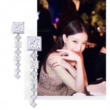 Обеци Tiffany Square Crystals с висящи значки