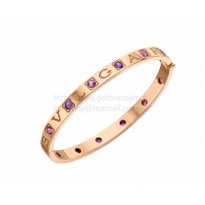 Гривна BVLGARI BVLGARI от розово злато с 6 аметиста и 6 розови турмалина