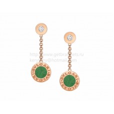 Обеци BVLGARI BVLGARI от розово злато с жадеит, нефрит и диаманти