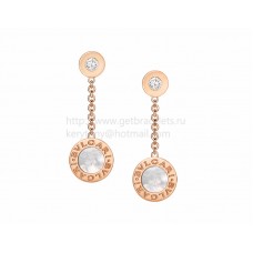 Обеци BVLGARI BVLGARI от розово злато със седеф и диаманти