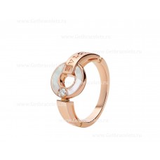 BVLGARI BVLGARI Ажурен пръстен от 18-каратово розово злато с елементи от седеф и кръгъл диамант с брилянтно шлифоване