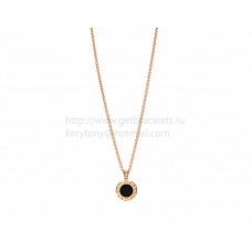 Висулка BVLGARI BVLGARI с верижка от розово злато с диаманти от седеф и оникс