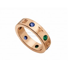 Пръстен BVLGARI BVLGARI от розово злато със сини сапфири и цаворит Пръстен BVLGARI BVLGARI от розово злато със сини сапфири и цаворит