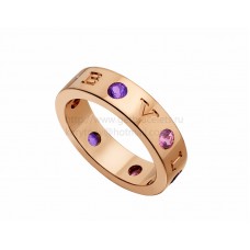 Пръстен BVLGARI BVLGARI от розово злато с аметисти и розови турмалини