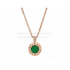 Колие BVLGARI BVLGARI Розово злато със зелен нефрит и диаманти Pave