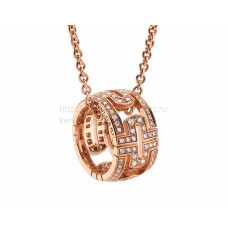 Златна висулка BVLGARI Parentesi с кръгло покритие от розово злато и диаманти Pave