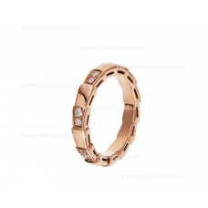 Малък пръстен BVLGARI със змийска пепелянка от 18-каратово розово злато с диаманти тип „demi-pave“