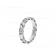 Пръстен BVLGARI Serpenti Viper Band от 18k бяло злато с диаманти Demi-pave