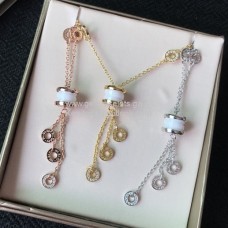 Колие Bvlgari B.zero1 Tassels от бяла керамика с диаманти, 3 цвята, високо качество