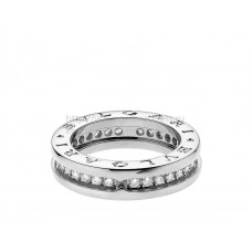 Пръстен Bvlgari B.zero1 с 1 лента от бяло злато с диаманти Pave