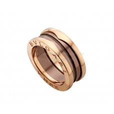 Пръстен Bvlgari B.zero1 с 2 ленти от розово злато и керамика