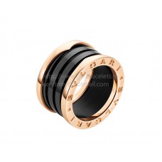 Златен пръстен Bvlgari B.zero1 с 4 ленти и черна керамика