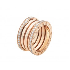 Златен пръстен Bvlgari B.zero1 с 4 ленти и диаманти Pave по ръба
