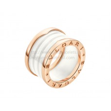 Златен пръстен Bvlgari B.zero1 с 4 ленти и бяла керамика