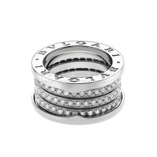 Златен пръстен Bvlgari B.zero1 с 4 ленти и диаманти Pave