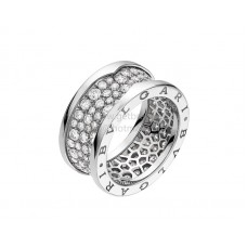 Пръстен Bvlgari B.zero1 с 4 ленти от бяло злато с диаманти Pave