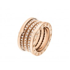 Пръстен Bvlgari B.zero1 с 4 ленти от розово злато с диаманти Pave