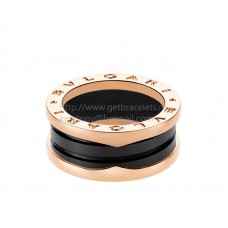 Пръстен Bvlgari B.zero1 от черна керамика и розово злато