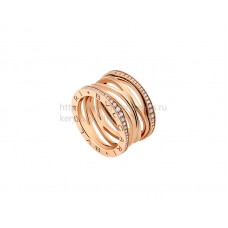 Пръстен Bvlgari B.zero1 Legend с 4 ленти от розово злато с диаманти Pave