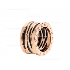 Пръстен Bvlgari B.zero1 Legend с 4 ленти от 18-каратово розово злато и черна керамика