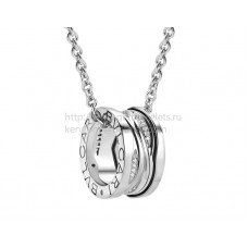 Колие Bvlgari B.zero1 Legend с висулка от бяло злато, инкрустирана с диаманти Pave