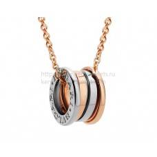 Колие Bvlgari B.zero1 Labyrinth с висулка от розово и бяло злато, верижка от розово злато